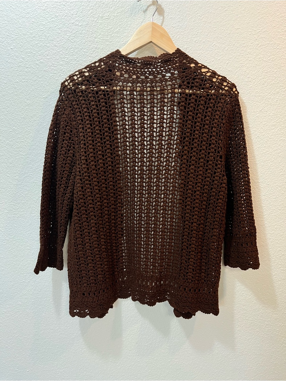 Brown Crochet Openwork Women's Sweater cardigan